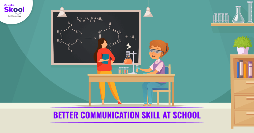 Two girls talking in a class depicting better communication at school